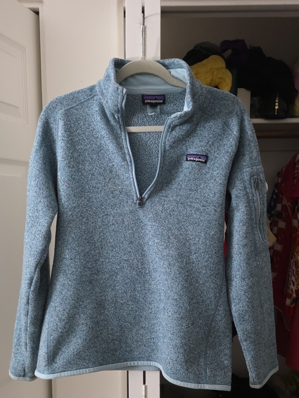 Patagonia Women's Heathered Light Blue Half-Zip Pullover